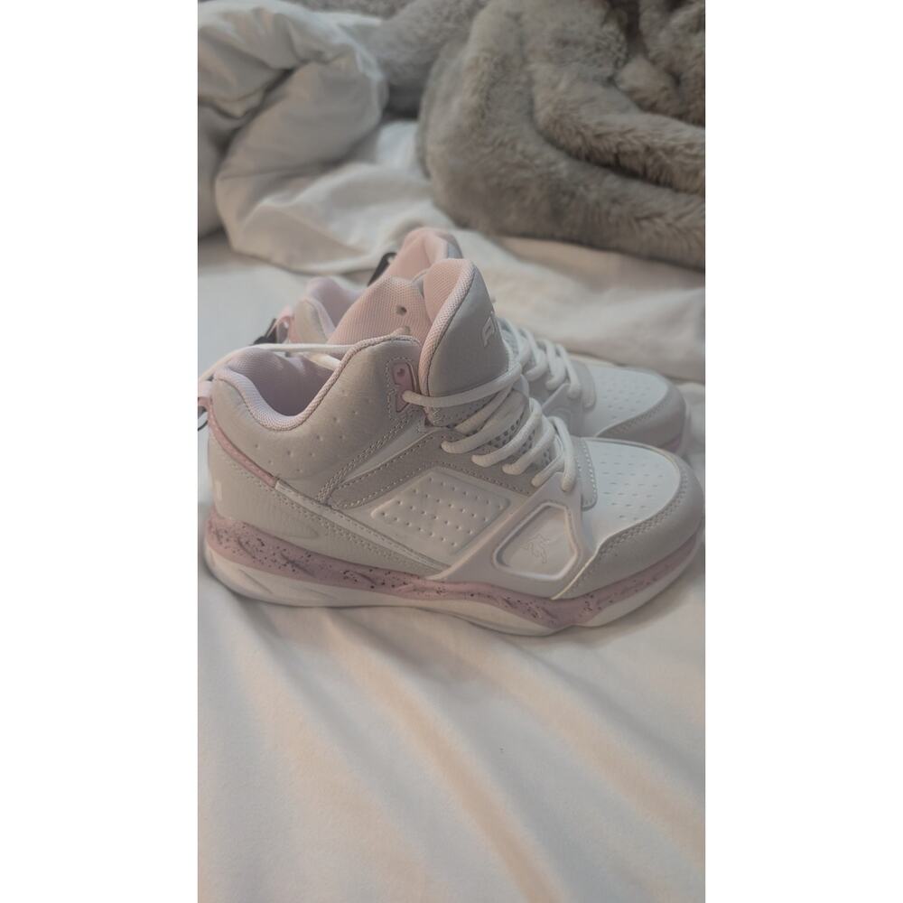 AND1 Unisex Kids High Top Athletic Shoes White Pink Size 3 - Picture 2 of 4
